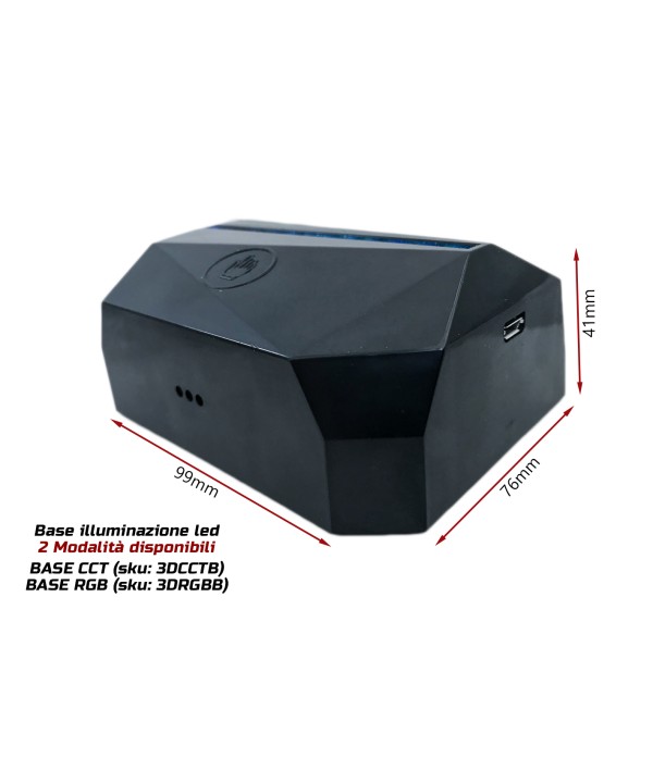 Base Luce Led CCT Carcassa Nera Ricaricabile (3DCCTB)