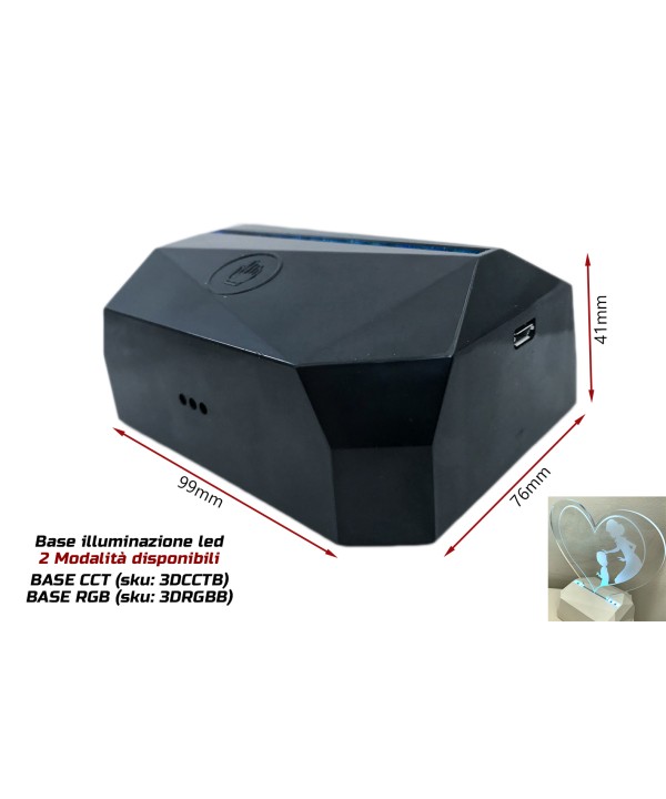 Base Luce Led RGB Carcassa Nera Ricaricabile (3DRGBB)