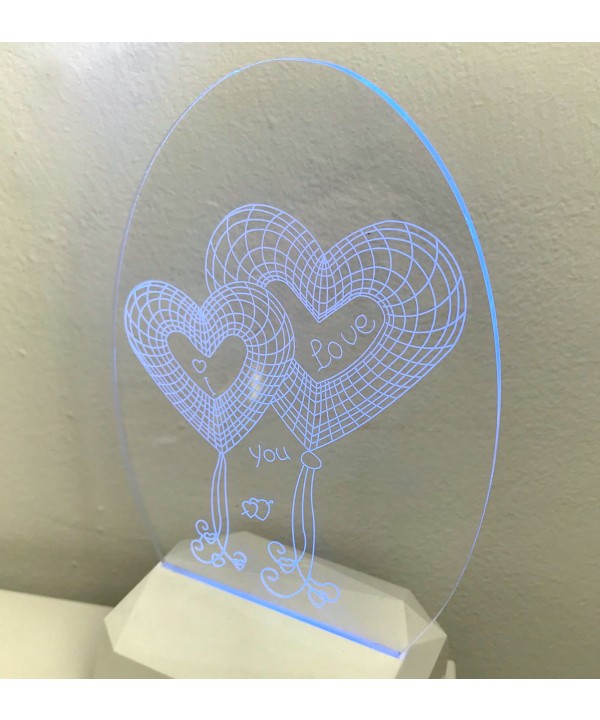 3D Acrilico Forma Ovale Figura Doppi Pallocini Cuori (3DA902)
