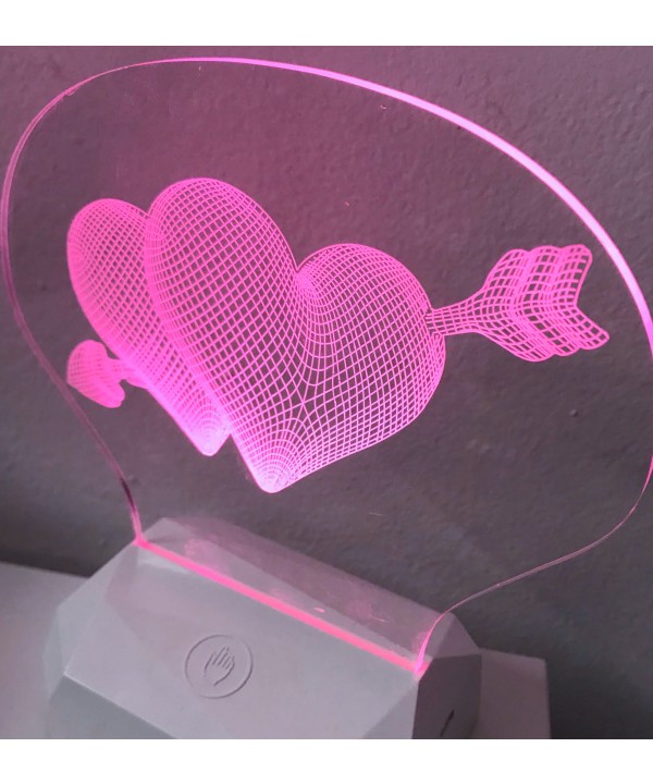3D Acrilico Forma Ventaglio Figura Doppio Cuori Con Freccia (3DD907)