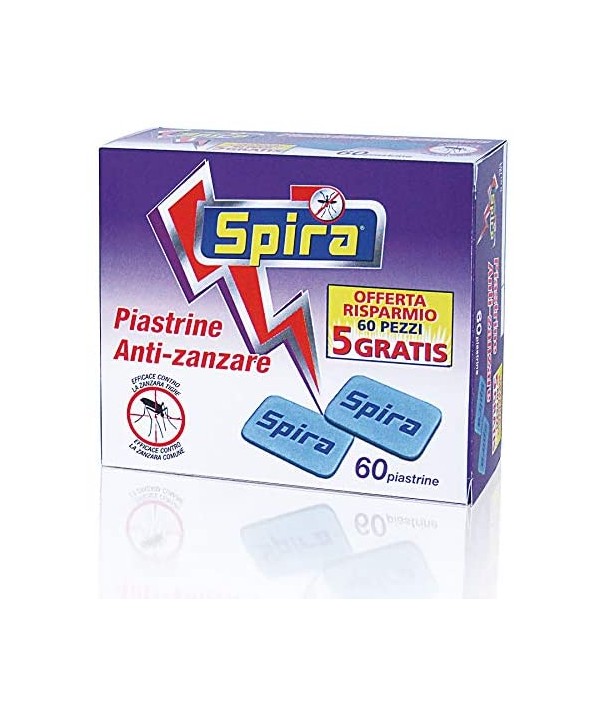 60 Pezzi Piastrine SPIRA Anti Zanzare Ogni Piastra Per 10 Ore Made In Italy