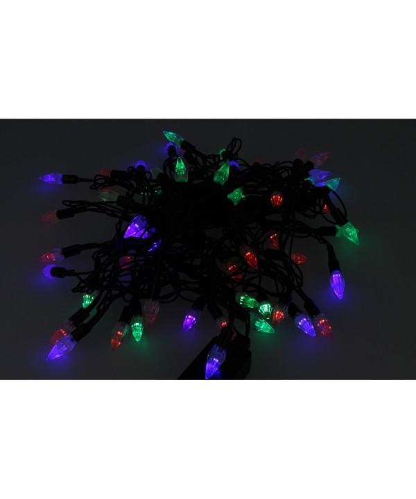Mini Lucciole 60 Led Multicolori RGB Forma Punta di Frecca Goccia Pioggia Per Natale Festa Decorativa Filo Nero 8,8 metri Uso Interno CS31064