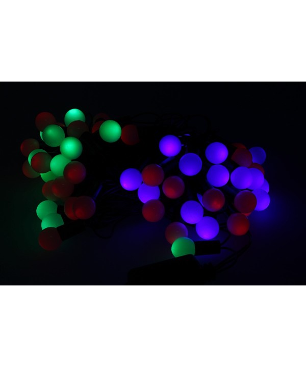 Mini Lucciole 60 Led Multicolori RGB Forma Pallina Rotonda Per Decorazione Natale Filo Nero 8,8 metri Uso Interno CS31050