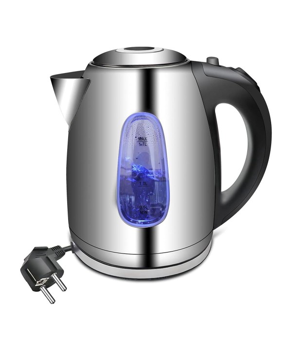 Bollitore Acqua Elettrico 1,7 Litri In Acciaio Inox 2200W Spina Schuko 16A Classico