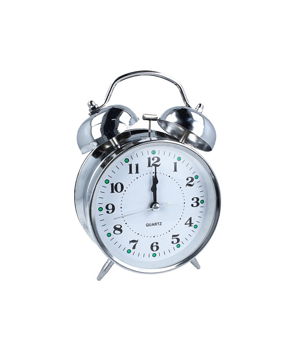 Sveglia da Comodino Con Doppio Campanello Analogica Classico Grande 17X12X5,5cm Argento