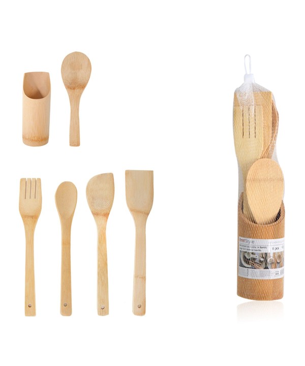 Set 5 pezzi di Untesili per Cucina in Legno  Antigraffio per Pentole e Padelle Antiaderenti Spatola Cucchiaio Palleta in Legno