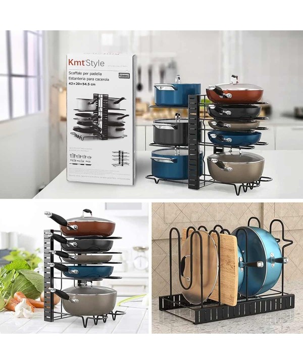 Porta Coperchi Padelle e Pentole Padelle Organizzatore Pentole per Cucina per la Dispensa e Piatti P20xH54.5xL42cm Nero