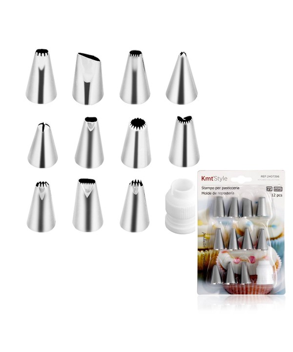 Kit di Ugelli per Glassa Torta 12 Punte Stampe Diverse in Silicone Bocchette Decorative per Pasticceria (12 Pezzi)