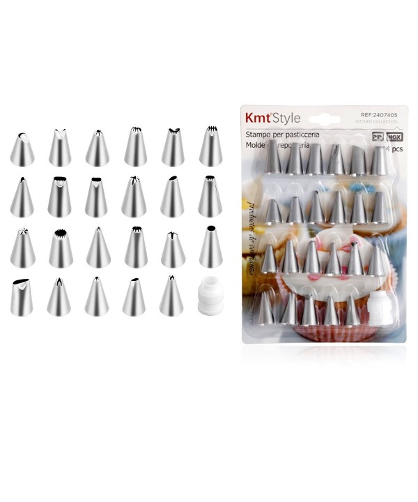 Kit di Ugelli per Glassa Torta 24 Punte Stampe Diverse in Silicone Bocchette Decorative per Pasticceria (24 Pezzi)