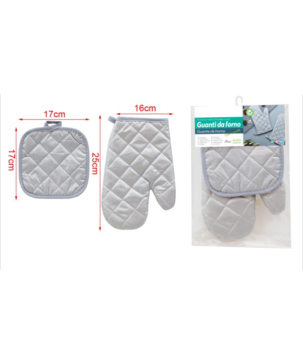 Set Guanti da Forno Con Presina In Cotone Standard 25X16cm