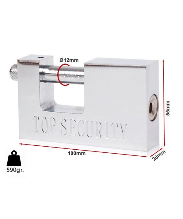 Lucchetto Corazzato Antiscasso 100mm Con 3 Chiavi