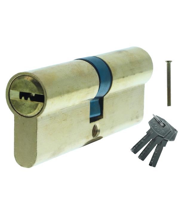 Cilindro Serratura 80mm In Ottone Con 3 Chiavi Per Porte