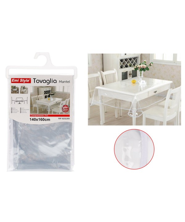 Tovaglia PVC Impermeabile Trasparente Rettangolare 140x160cm