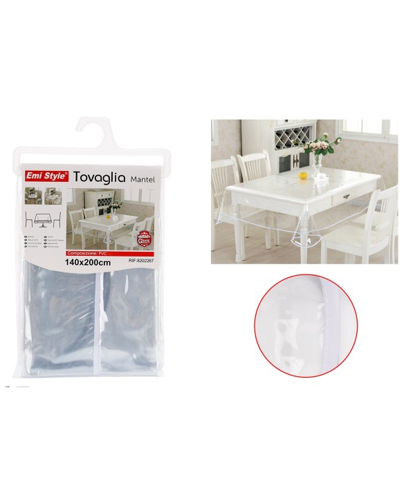 Tovaglia PVC Impermeabile Trasparente Rettangolare 140x200cm