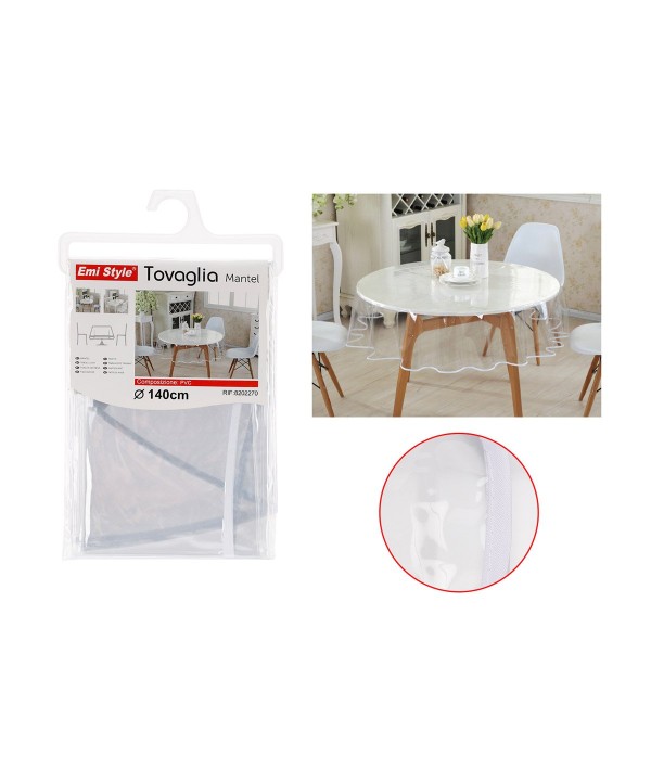 Tovaglia PVC Impermeabile Trasparente Rotonda Diametro 140cm