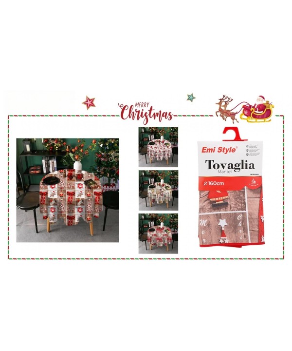 Tovaglia HULE Impermeabile Tema Natale Diametro 160cm