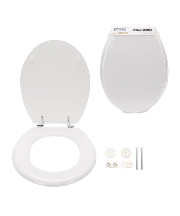 Sedile WC Copriwater Universale In Legno Forma O 18'' 425X362mm Distanza Fori 135-185mm