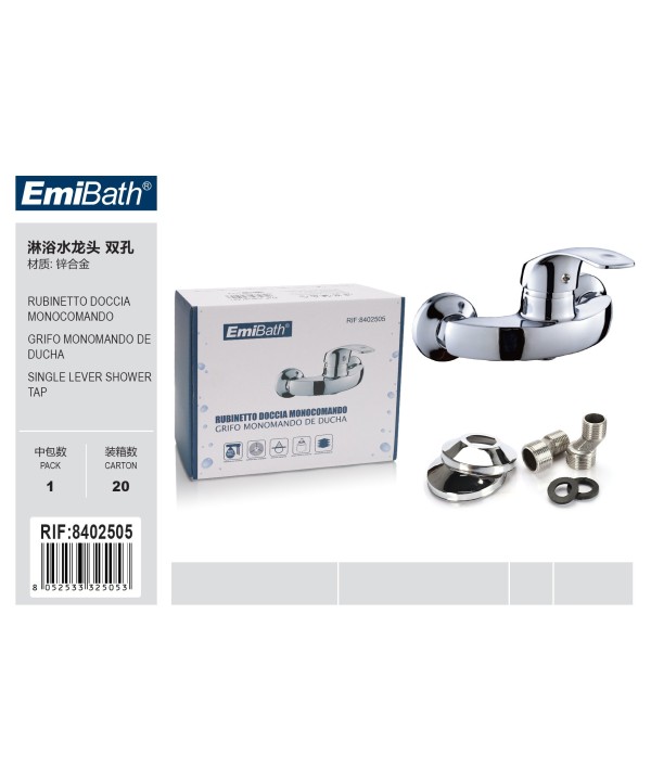 Kit Rubinetto Bagno Doccia Monocomando Miscelatore 150x180mm Argento Cromato