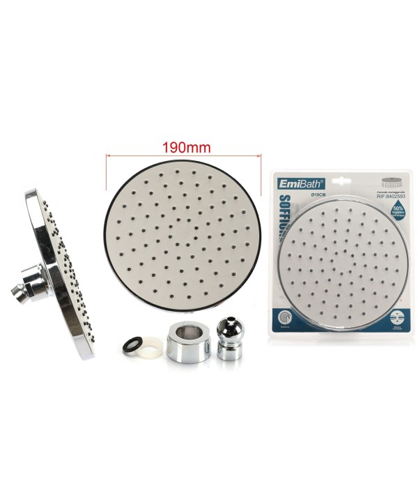 Soffione Doccia A Pioggia Rotondo Slim Da 190mm Testa Doccia Tonda ad Alta Pressione Cromato