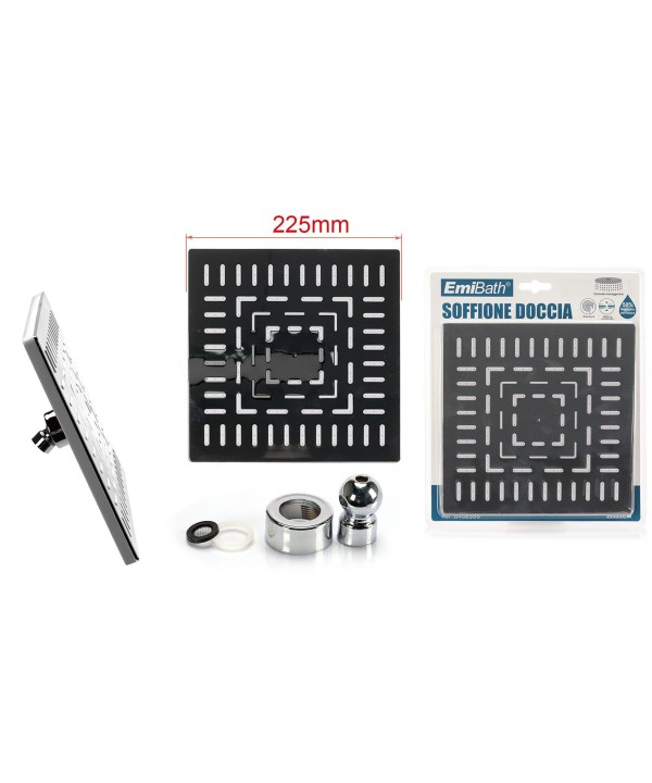 Soffione Doccia A Pioggia Quadrato 225X225mm Testa Doccia Tonda ad Alta Pressione Cromato