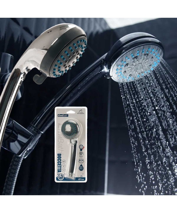 Soffione Doccia Piccola Tonda con 3 Getti Diametro 7cm Lunghezza 20cm