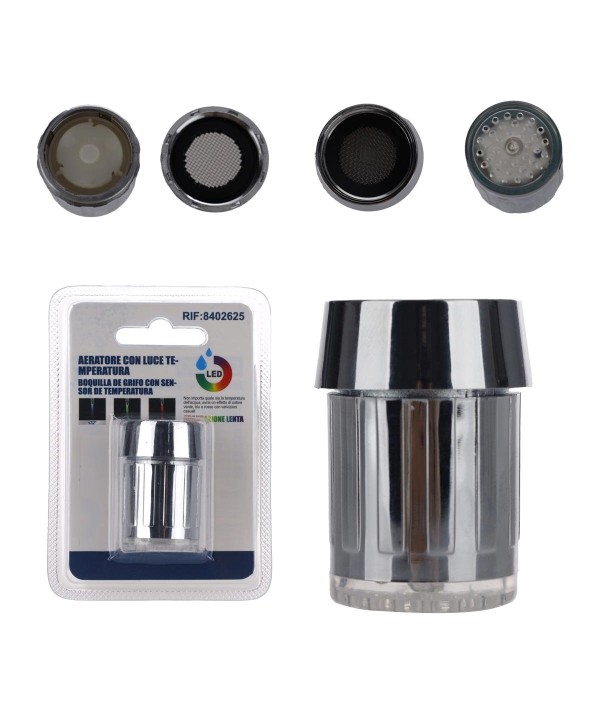Aeratore per Rubinetto con Luce Reattiva alla Temperatura Diametro 22mm Compatibile con Rubinetto Maschio Femmina
