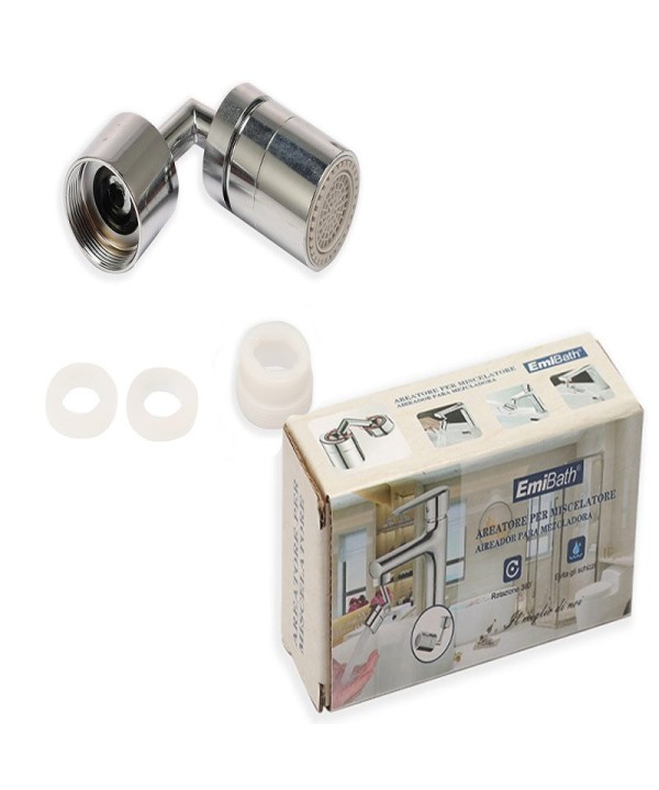 Areatore Rubinetto Girevole 360° Rompigetto Filettatura Da 22-24mm Materiale Ottone+Plastica