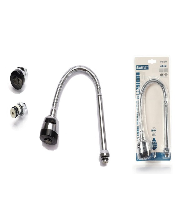 Prolunga per Rubinetto 48cm Flessibile per Rubinetto Cucina Bagno Colore Nero Acciaio Inossidabile