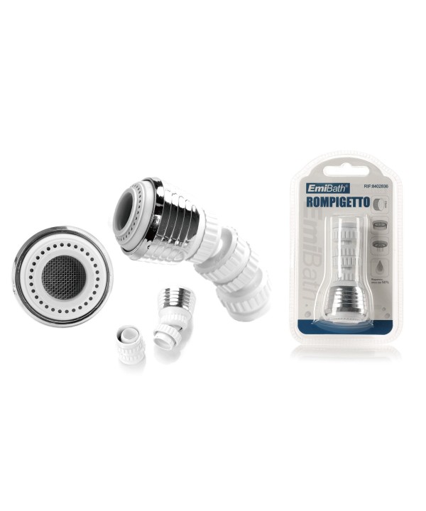 Aeratore Rubinetto Rompigetto Rubinetto Cucina Doppio Snodo Girevole 360° Colore Bianco Monogetto Diametro 23mm