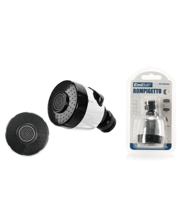 Aeratore Rubinetto Per Lavandino Girevole 360° 2 Getti Diametro 23mm Materiale Plastica Colore Nera