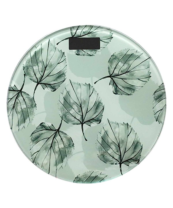 Bilancia Digitale LCD Pesapersona in Vetro Bilancia Rotonda a Batteria per Bagno Cameretta Rotonda 30x30cm Motivo Foglie di Magnolia Avvio Automatico