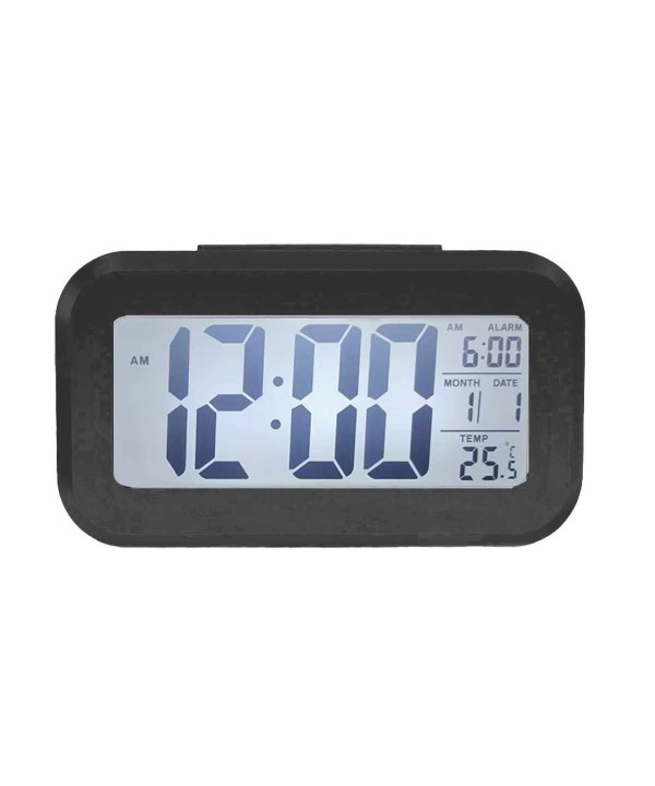 Sveglia Digitale Rettangolare 13cm Colore Nero Silensioza Allimentato a 3 Batterie AAA