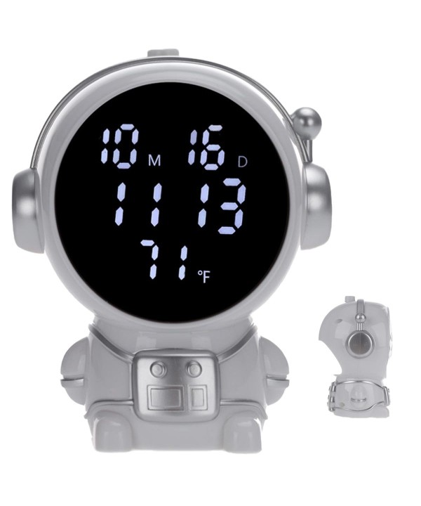 Sveglia Digitale a Forma Robot con Termometro Igrometro Allarme Calendario Timer Retro Illuminato Ricaricabile con Cavo USB C