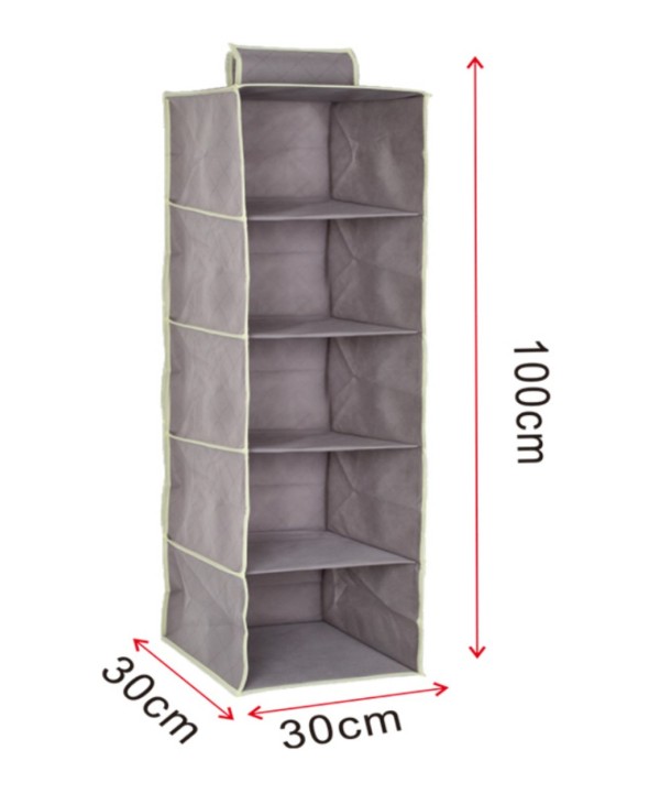 Organizer Scaffale Armadio da Appendere Portatutto Pieghevole Salvaspazio 5 Ripiani Scomparti 30X30X100cm