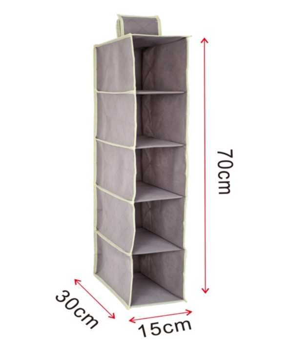 Organizer Scaffale Armadio da Appendere Portatutto Pieghevole Salvaspazio 5 Ripiani Scomparti 30X15X70cm