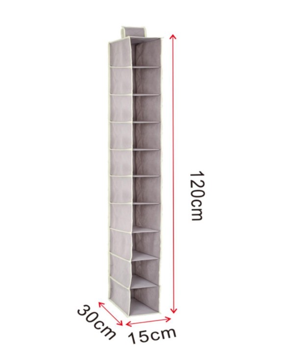 Organizer Scaffale Armadio da Appendere Portatutto Pieghevole Salvaspazio 10 Ripiani Scomparti 30X15X120cm