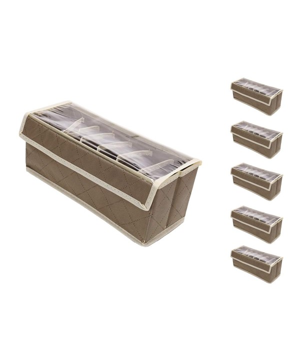 6 Pezzi Scatole Portaoggetti con Coperchio Trasparente Contenitori In Tessuto Pieghevoli Multiuso 32X12X12cm