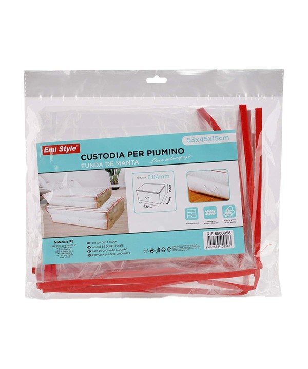 6 Pezzi Custodie per Piumino Contenitore Trasparenti Multiuso in Plastica con la Maniglia per Articoli Stagionali Chiusura Cerniera 53x45x15cm