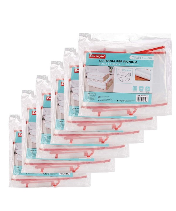 6 Pezzi Custodie per Piumino Contenitore Trasparenti Multiuso in Plastica con la Maniglia per Articoli Stagionali Chiusura Cerniera 70x55x28cm