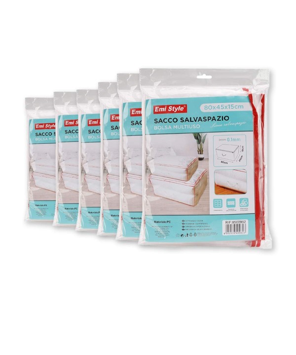 6 Pezzi Custodie per Piumino Contenitore Trasparenti Multiuso in Plastica con la Maniglia per Articoli Stagionali Chiusura Cerniera 80x45x15cm