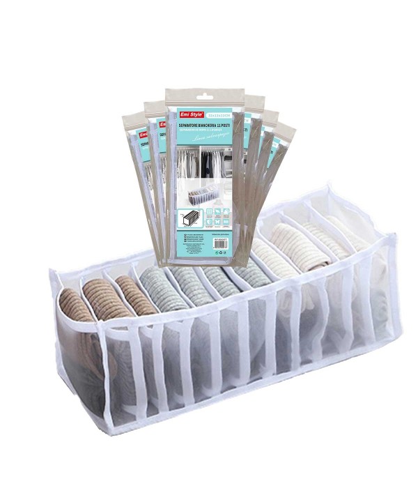 6 Pezzi Divisore Biancheria da 11 Posti per Cassetti Armadi Organizer per Biancheria Intima Reggiseni Calze Fazzoletti e Cravatte 12x32x12