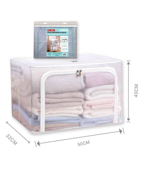 Contenitore Rettificato con Sistema di Ventilazione Antipolvere Scatola Sottoletto Trasparente Chiusura Cerniera L50cm x W22cm x H40cm