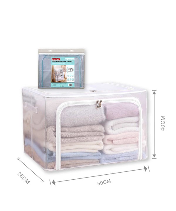 Contenitore Rettificato con Sistema di Ventilazione Antipolvere Scatola Sottoletto Trasparente Chiusura Cerniera L50cm x W28cm x H40cm
