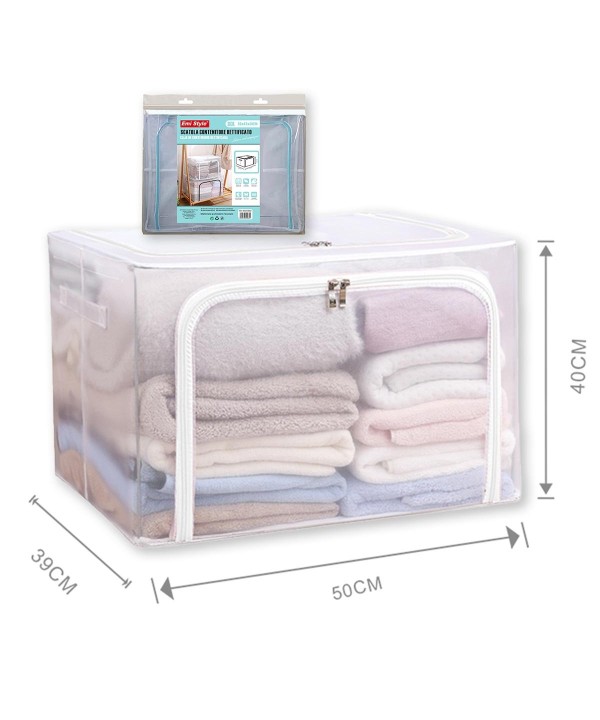 Contenitore Rettificato con Sistema di Ventilazione Antipolvere Scatola Sottoletto Trasparente Chiusura Cerniera L50cm x W39cm x H40cm
