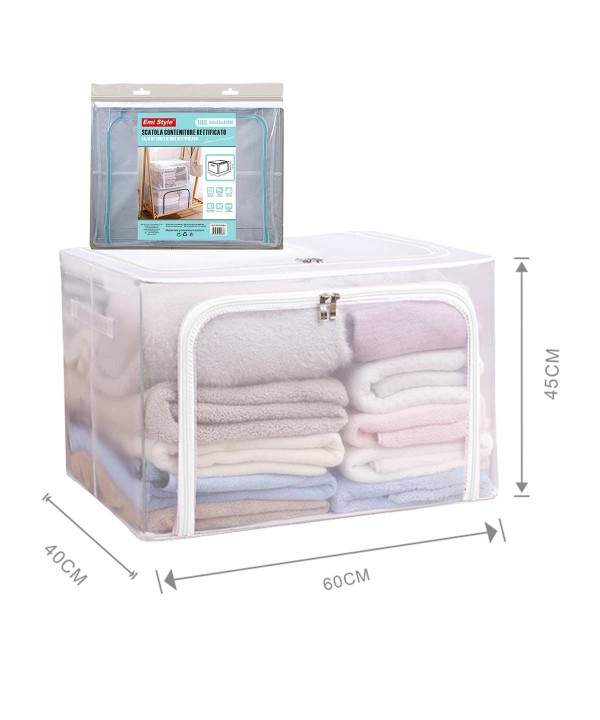 Contenitore Rettificato con Sistema di Ventilazione Antipolvere Scatola Sottoletto Trasparente Chiusura Cerniera L60cm x W40cm x H45cm