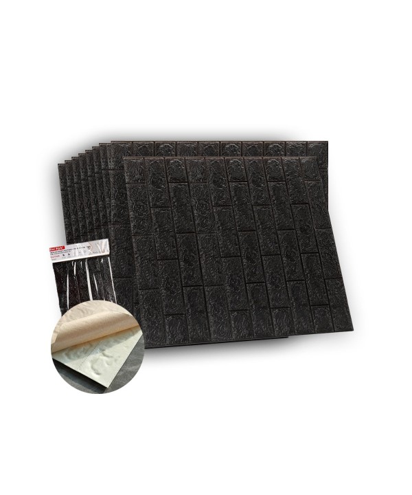 10 PZ Carta da Parati 3D Nero Pannelli Autoadesivi Per Pareti Muri Wallpaper 77X70cm Tot. 5,39mq