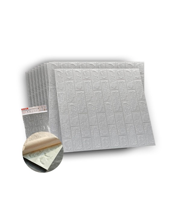 10 PZ Carta da Parati 3D Grigio Pannelli Autoadesivi Per Pareti Muri Wallpaper 77X70cm Tot. 5,39mq