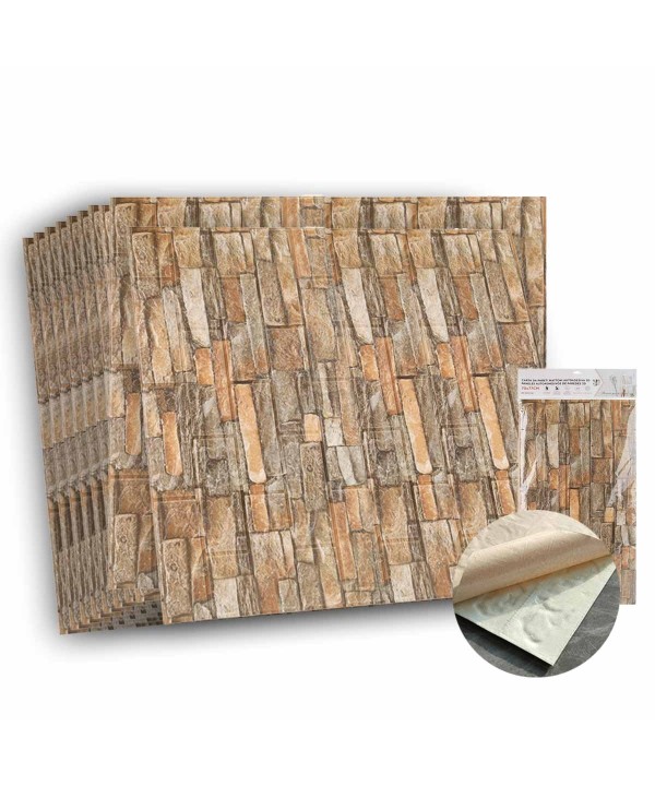 10 PZ Carta da Parati 3D Effetto Mattoni 05 Pannelli Autoadesivi Per Pareti Muri Wallpaper 77X70cm Tot. 5,39mq