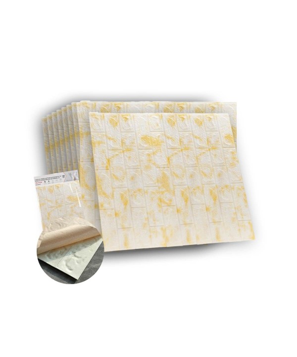 10 PZ Carta da Parati 3D Bianco Giallo Pannelli Autoadesivi Per Pareti Muri Wallpaper 77X70cm Tot. 5,39mq