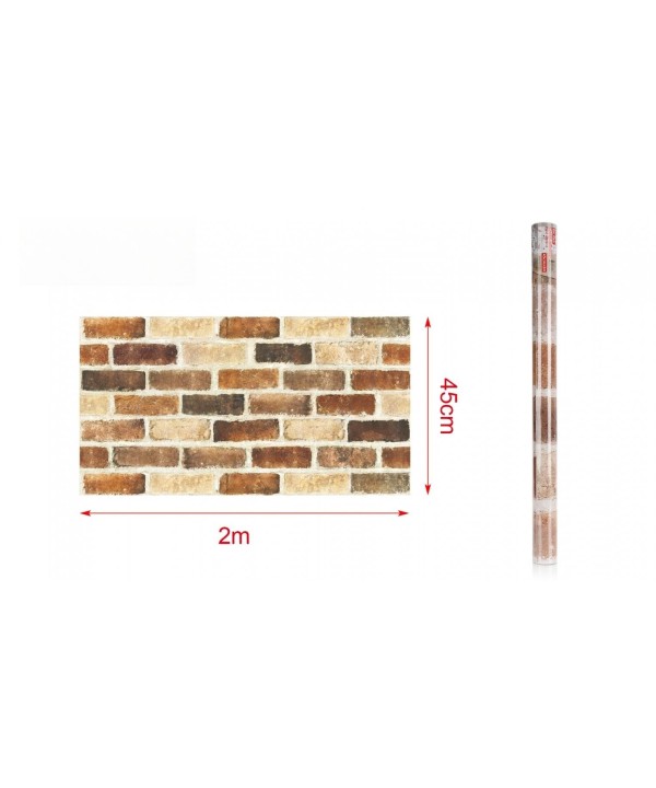 6 Rotoli Carta da Parati Autoadesiva 45X200cm Effetto Mattone Carta Adesive Per Mobili Rivestimento PVC Lavabile